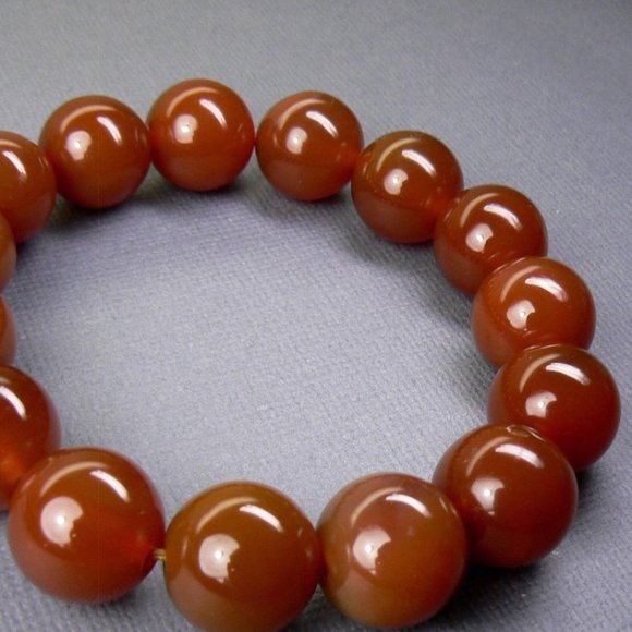 Genuine Red AGATE Round 14.0 mm Ball Bracelet - Picture 3 of 4
